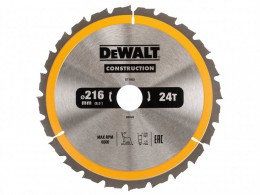 DEWALT Construction Circular Saw Blade 216 x 30mm x 24T £21.99